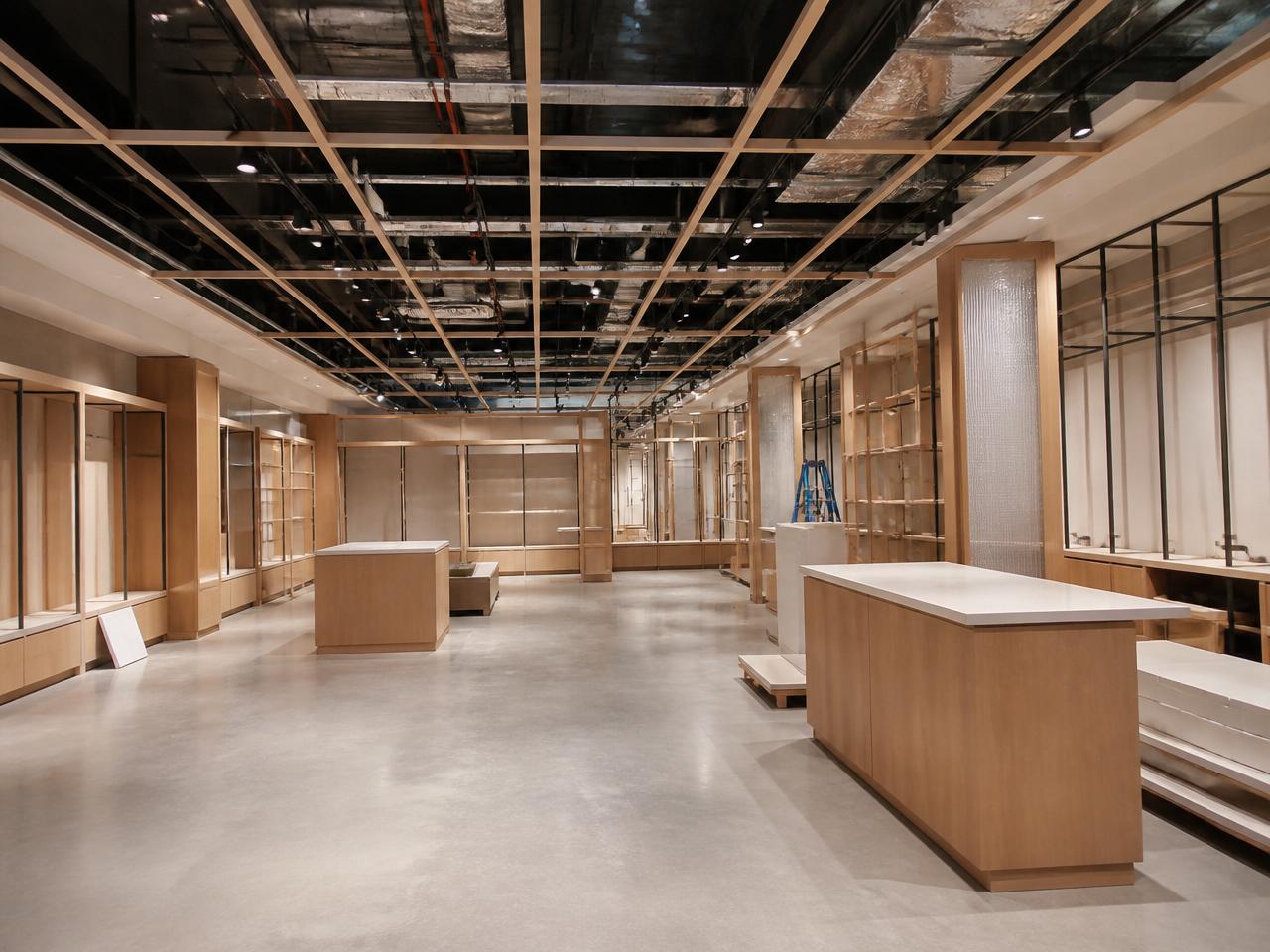 Modern commercial retail fit-out interior with joinery and display fixtures